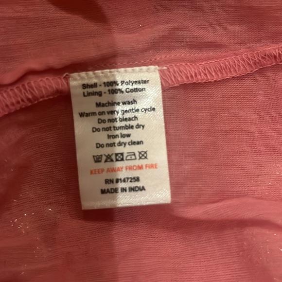 Simply Southern pink gauzy tiered short dress foiled tinsel gold pineapples XXL - Picture 12 of 13